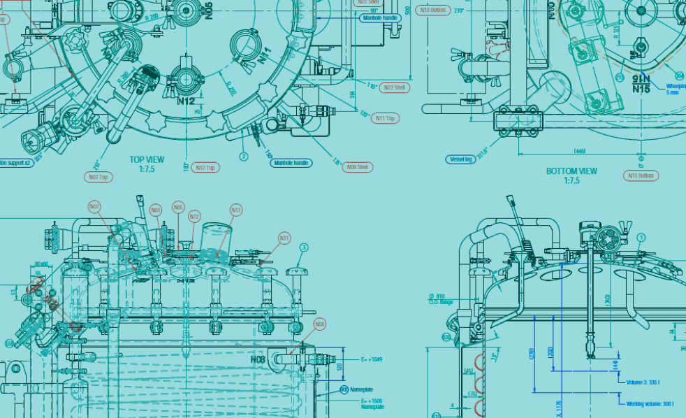Ontwerptekening van Gpi Pharma tanks