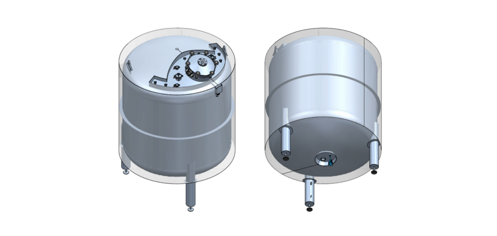Horizontal stainless steel WFI tank for the cosmetics industry
