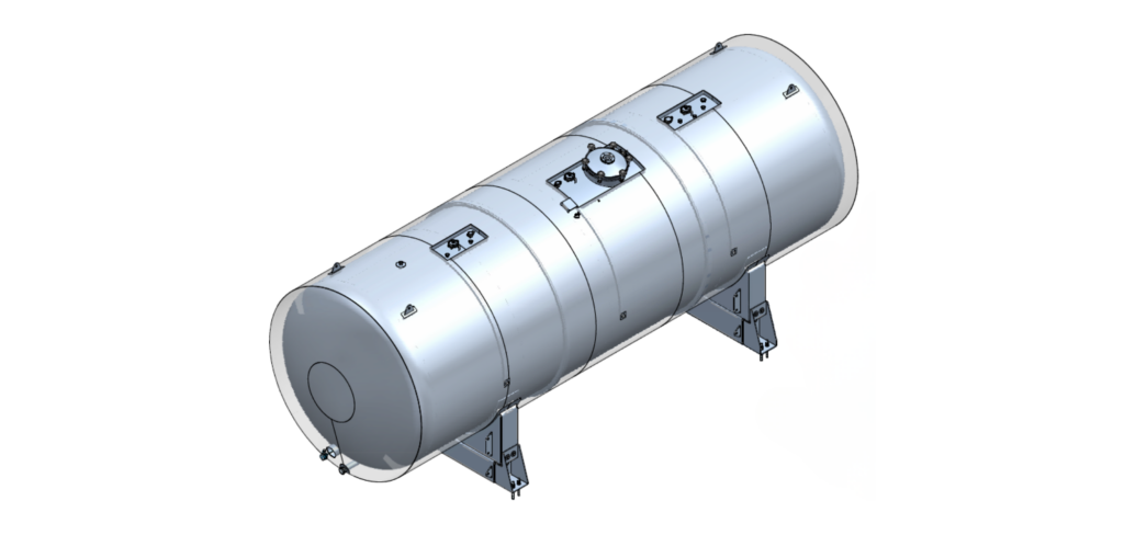Horizontal stainless steel WFI tank for the cosmetics industry
