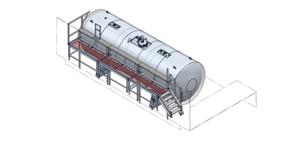 Horizontal stainless steel WFI tank for the cosmetics industry